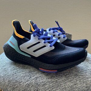 Adidas Ultraboost 21 Running Shoes Sneakers Black Aqua Purple Kid Youth 4.5